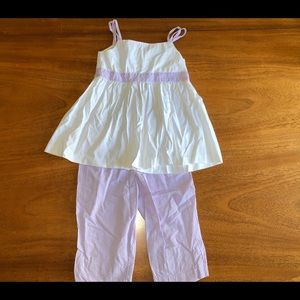 Little English White and Purple Seersucker Matching Set